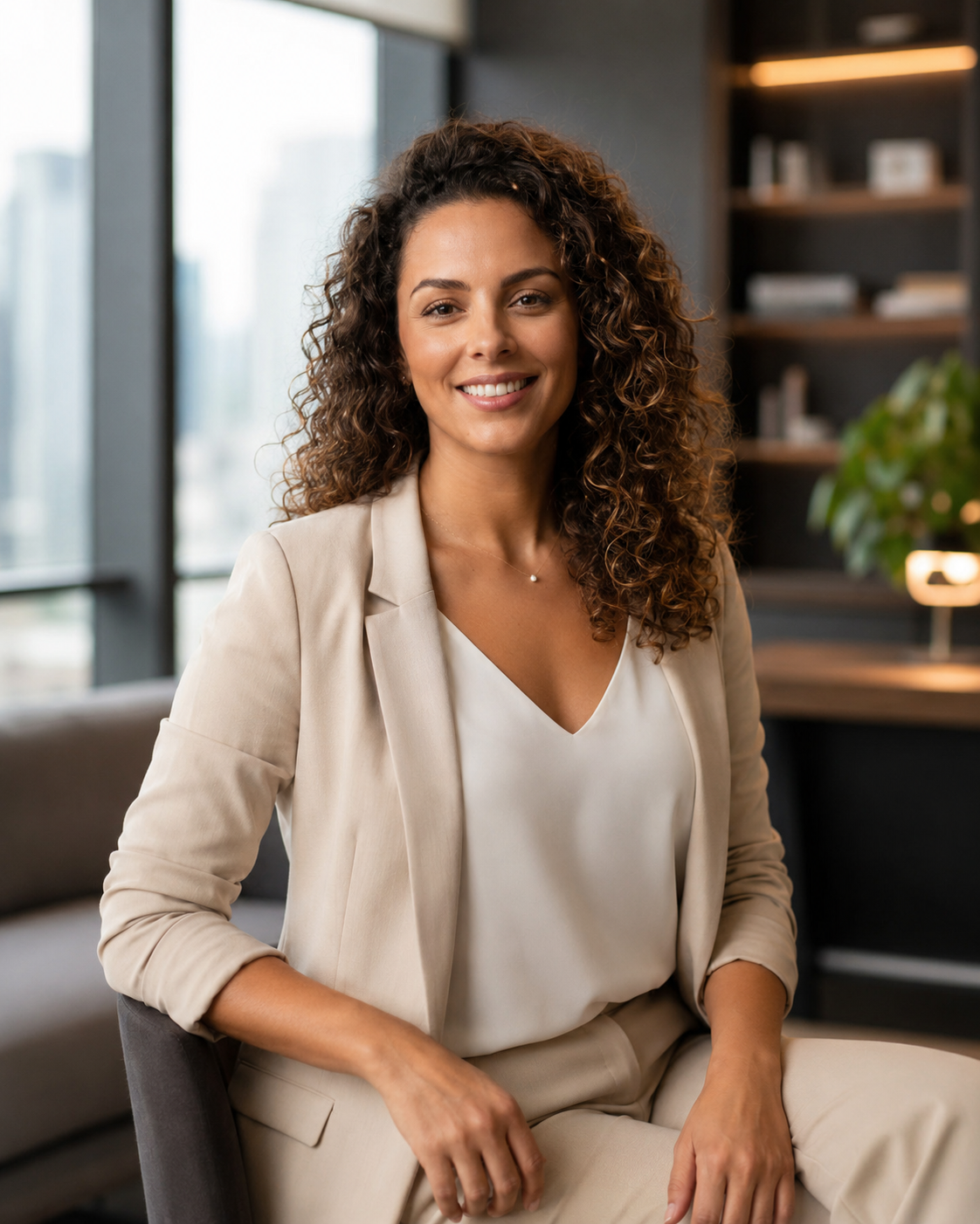 Foto corporativa feminina criada com IA